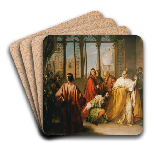Der Doge Francesco Foscari schickt seinen Sohn Giacomo in die Verbannung ('I due Foscari') by Michelangelo Grigoletti Art Drink Coaster set Der Doge Francesco Foscari schickt seinen Sohn Giacomo in die Verbannung ('I due Foscari') by Michelangelo Grigoletti Art Drink Coaster set