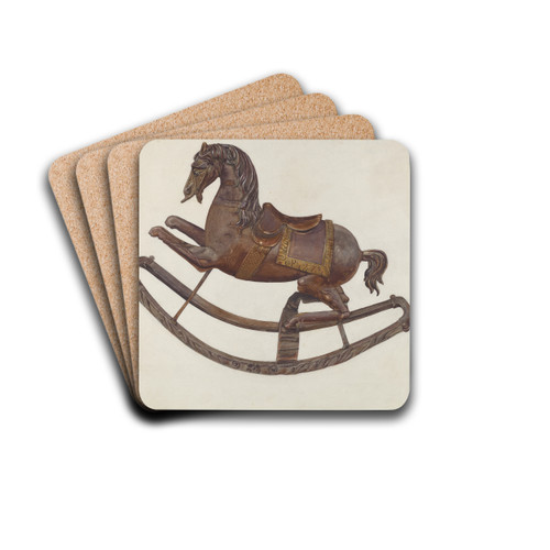 Rocking Horse by Lucille Chabot Drink Coasters - set of 4