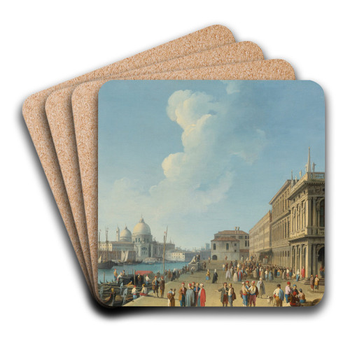 Venice A View From The Piazzetta, Looking West Towards The Dogana And Santa Maria Della Salute, With The Zecca, Biblioteca Sansoviniana And Column Of St. Theodore by Giovanni Battista Cimaroli Art Drink Coaster set