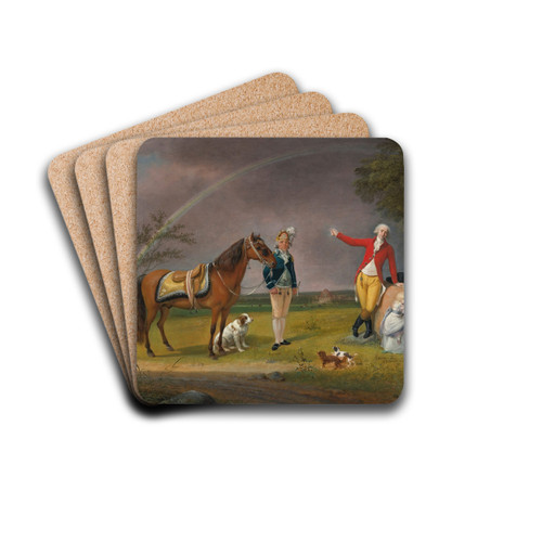 Portrait of Prince Alexander MikhailovichBeloselsky And HisFamily In a Landscape by Johann Christian Klengel Drink Coasters - set of 4