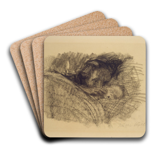 Mutter am Bett des toten Kindes by Kthe Kollwitz Art Drink Coaster set Mutter am Bett des toten Kindes by Kthe Kollwitz Art Drink Coaster set