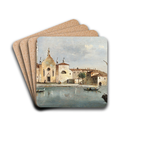 Vue de l'le de Santa Maria delle Grazie by Giacomo Guardi Drink Coasters - set of 4
