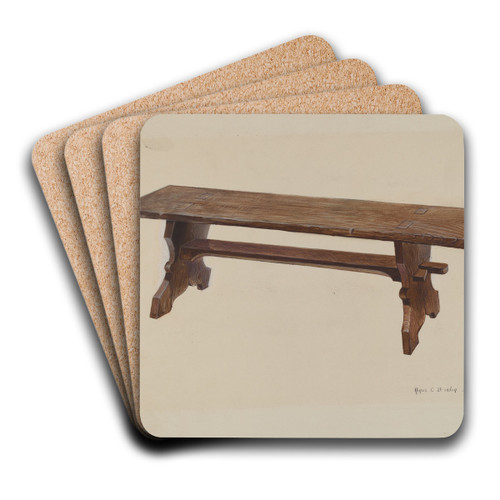 Moravian Church Bench by Amos C. Brinton Art Drink Coaster set