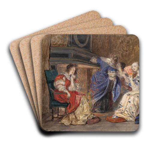 Women in an Interior by Paul Delaroche Art Drink Coaster set