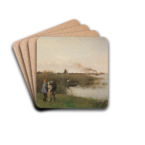 Idyllische Flusslandschaft by Otto von Thoren Drink Coasters - set of 4