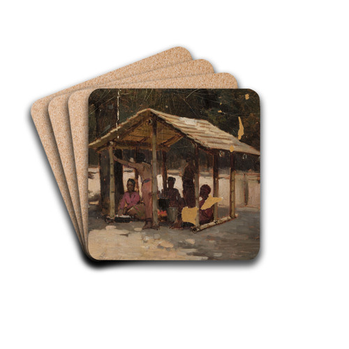 Scene in an Arab village by Jean Lulvs Drink Coasters - set of 4