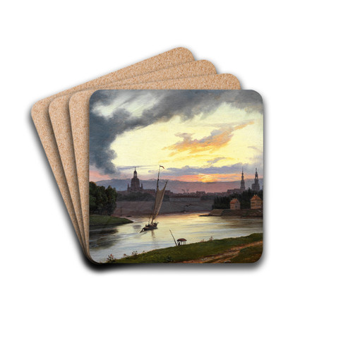 Dresden at Sunset by Knud Baade Drink Coasters - set of 4