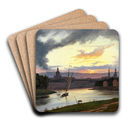 Dresden at Sunset by Knud Baade Art Drink Coaster set