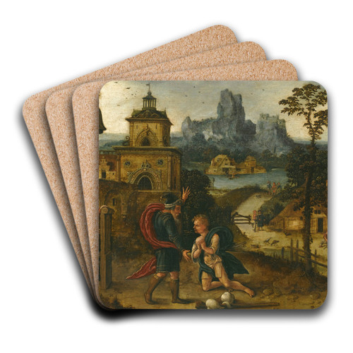 A Landscape With The Return Of The Prodigal Son by Lucas Gassel Art Drink Coaster set