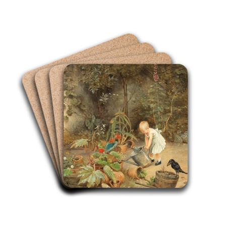The Little Gardener by Carl Frschl Drink Coasters - set of 4 The Little Gardener by Carl Frschl Drink Coasters - set of 4
