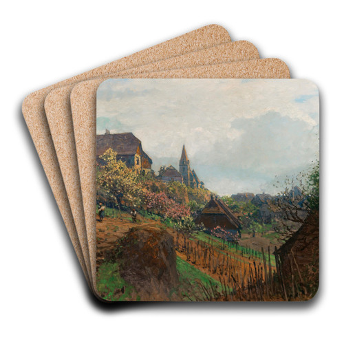 A View of Weienkirchen from a Vineyard in the Wachau Region by Heinrich Tomec Art Drink Coaster set