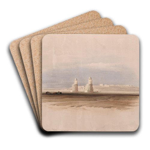 Statues of Memnon, Thebes. Dec. 4th, 1838. by David Roberts Art Drink Coaster set Statues of Memnon, Thebes. Dec. 4th, 1838. by David Roberts Art Drink Coaster set