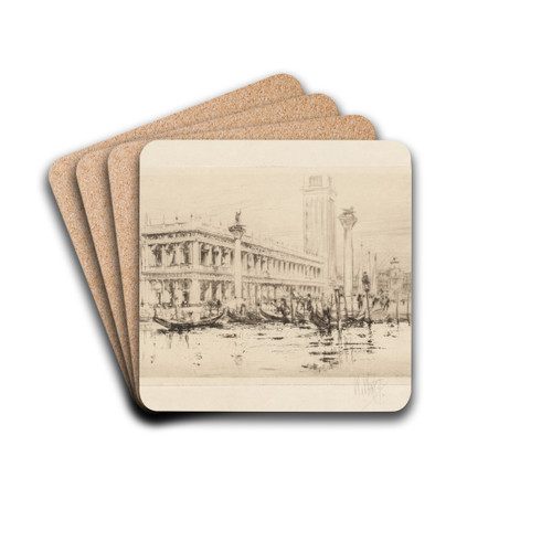 The Library of St. Marks by William Walcot Drink Coasters - set of 4