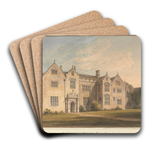 North East View of Harlaxton Manor House, Lincolnshire by John Buckler Art Drink Coaster set North East View of Harlaxton Manor House, Lincolnshire by John Buckler Art Drink Coaster set