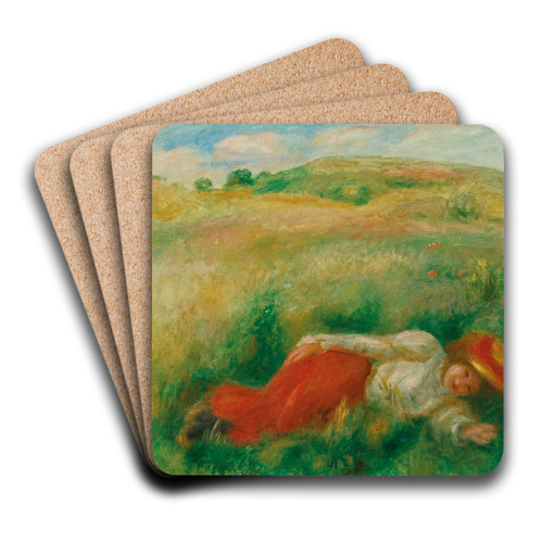 Femme Couche Dans L'herbe by Pierre-Auguste Renoir Art Drink Coaster set Femme Couche Dans L'herbe by Pierre-Auguste Renoir Art Drink Coaster set