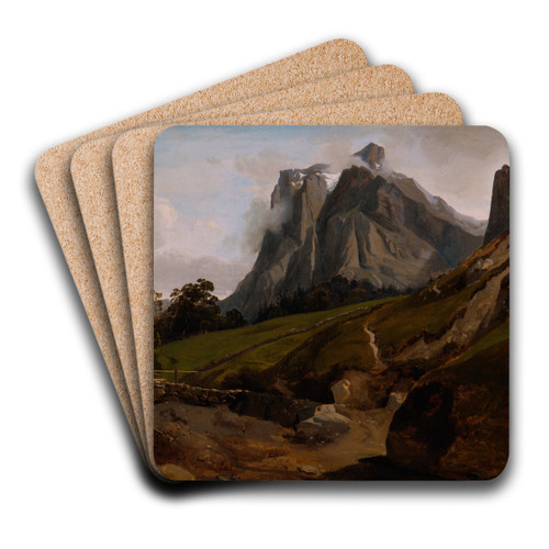 The Wetterhorn, Switzerland by Thodore Caruelle d'Aligny Art Drink Coaster set