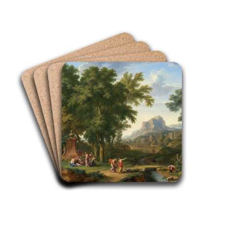 Arcadian Landscape with a Bust of Flora by Jan van Huysum Drink Coasters - set of 4