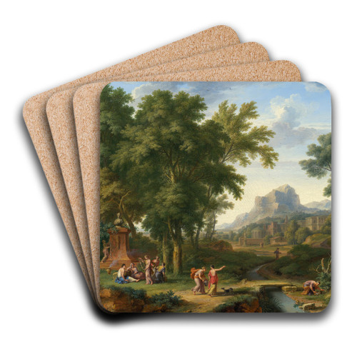 Arcadian Landscape with a Bust of Flora by Jan van Huysum Art Drink Coaster set