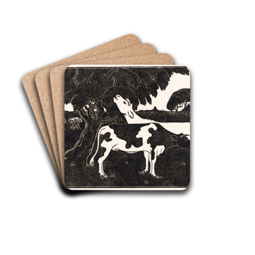Twee koeien bij een boom by Bernard Essers Drink Coasters - set of 4