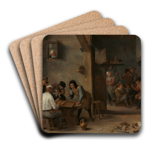 Game of Backgammon by David Teniers The Younger Art Drink Coaster set