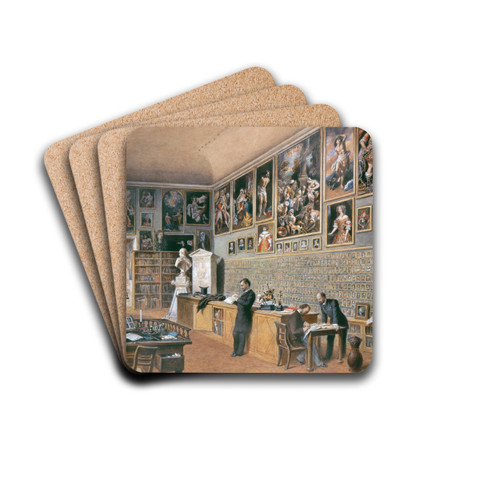 Die Bibliothek, zugleich Bro der Beamten der Ambraser Sammlung (Portrtsammlung) by Carl Goebel the younger Drink Coasters - set of 4