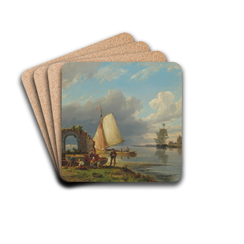 On the Spaarn Nr Haarlem by Pieter Christian Dommersen Drink Coasters - set of 4 On the Spaarn Nr Haarlem by Pieter Christian Dommersen Drink Coasters - set of 4
