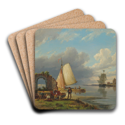 On the Spaarn Nr Haarlem by Pieter Christian Dommersen Art Drink Coaster set On the Spaarn Nr Haarlem by Pieter Christian Dommersen Art Drink Coaster set