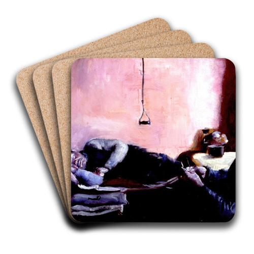 Niels Gaihede's afternoon nap by Christian Krohg Art Drink Coaster set
