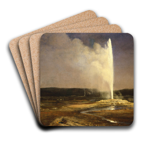 Geysers in Yellowstone by Albert Bierstadt Art Drink Coaster set