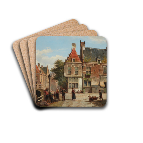 A Dutch Street in Summer by Willem Koekkoek Drink Coasters - set of 4 A Dutch Street in Summer by Willem Koekkoek Drink Coasters - set of 4