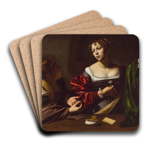Martha and Mary Magdalene by Caravaggio Art Drink Coaster set
