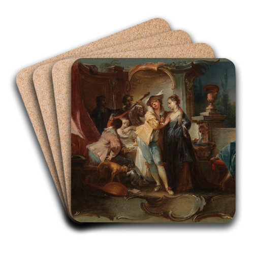 The Prodigal Son Living With Harlots by Johann Wolfgang Baumgartner Art Drink Coaster set