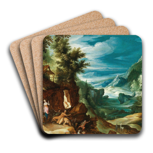 Landscape with the Temptation of Saint Anthony by Paul Bril Art Drink Coaster set