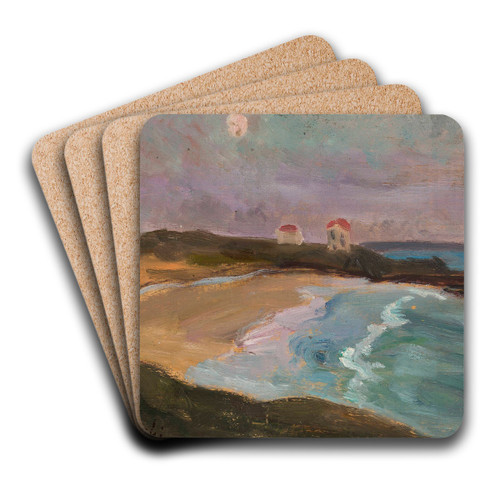 Sea coast by Tadeusz Makowski Art Drink Coaster set Sea coast by Tadeusz Makowski Art Drink Coaster set