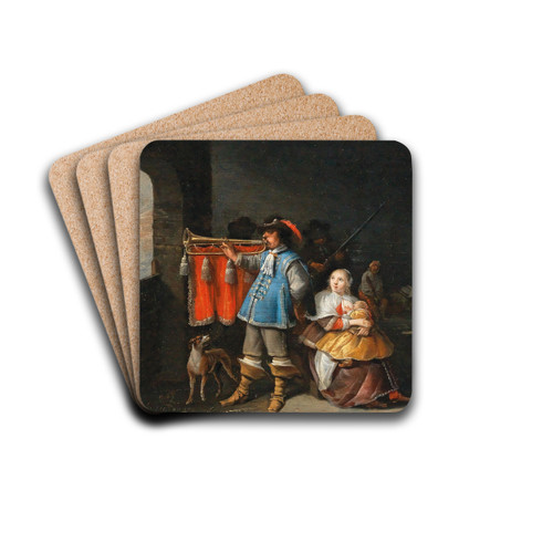 A Guardroom interior by Anthonie Palamedesz. Drink Coasters - set of 4