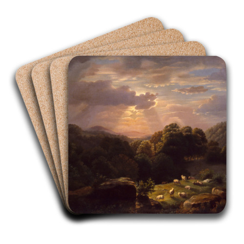 Landscape with Sheep by Robert S. Duncanson Art Drink Coaster set