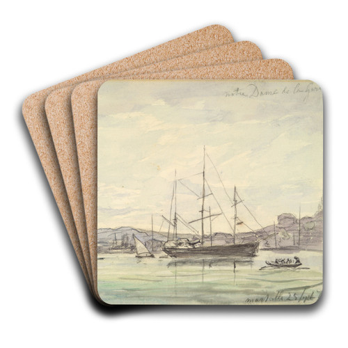 Harbor Scene,Marseilles by Johan Barthold Jongkind Art Drink Coaster set