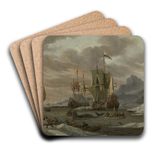 Whaling Grounds in the Arctic Ocean by Abraham Storck Art Drink Coaster set
