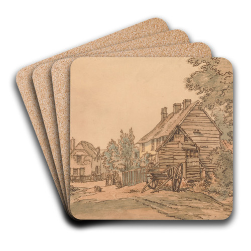 A Street in a Country Village by William Henry Hunt Art Drink Coaster set