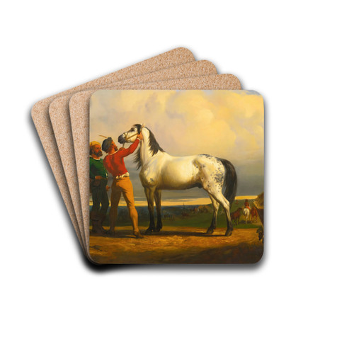 The Grey Horse (At The Horse Fair) by Rosa Bonheur Drink Coasters - set of 4