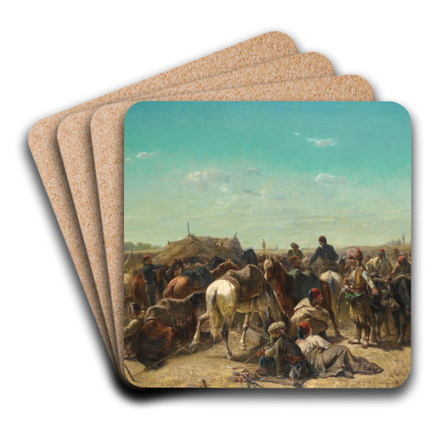 An Ottoman encampment by Adolf Schreyer Art Drink Coaster set