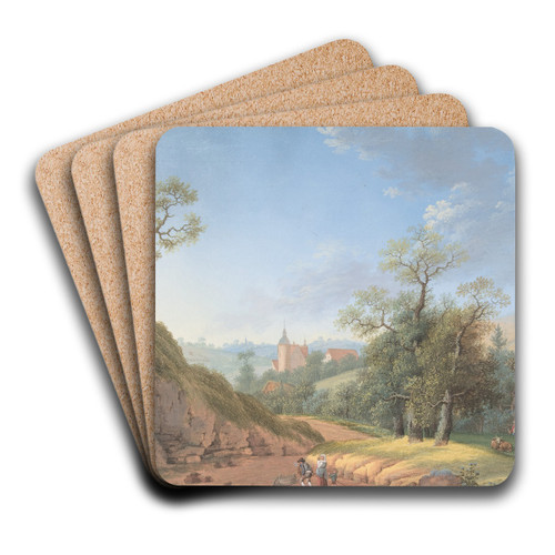 Peasant Family in a Landscape by Johann Friedrich Nagel Art Drink Coaster set
