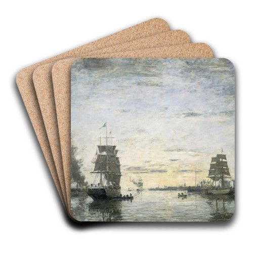 Entrance to the Harbor,Le Havre by Eugne Boudin Art Drink Coaster set
