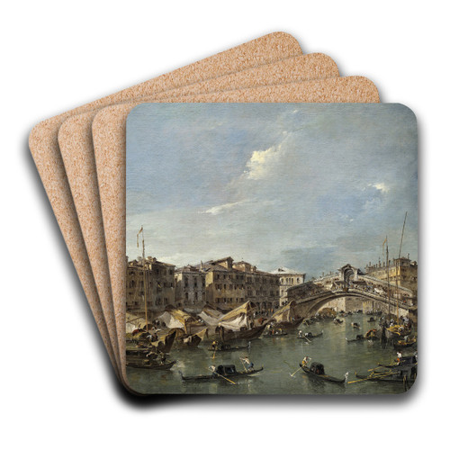 Grand Canal with the Rialto Bridge,Venice by Francesco Guardi Art Drink Coaster set