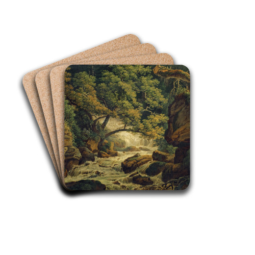 Waterfall Chesant (Waterfall of the Birs) by Peter Birmann Drink Coasters - set of 4