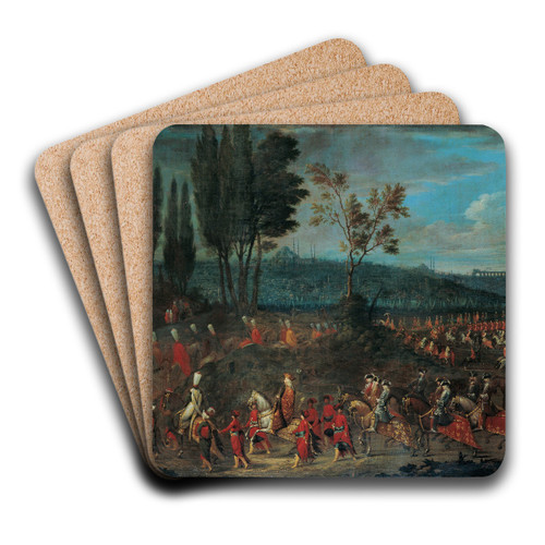 The Ambassadorial Procession by Jean Baptiste Vanmour Art Drink Coaster set