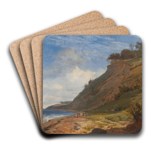 A Danish Coast. View from Kitns on Roskilde Fjord. Zealand by Johan Thomas Lundbye Art Drink Coaster set
