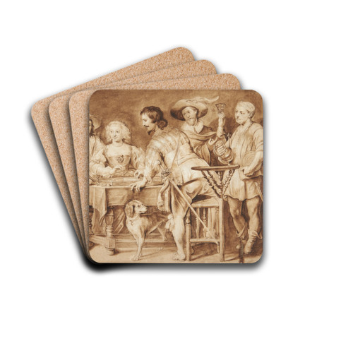 Selskab omkring et bord by Palamedes Palamedesz Drink Coasters - set of 4