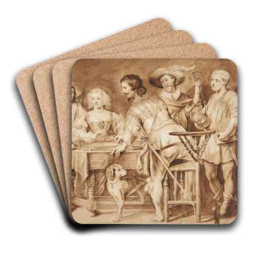 Selskab omkring et bord by Palamedes Palamedesz Art Drink Coaster set