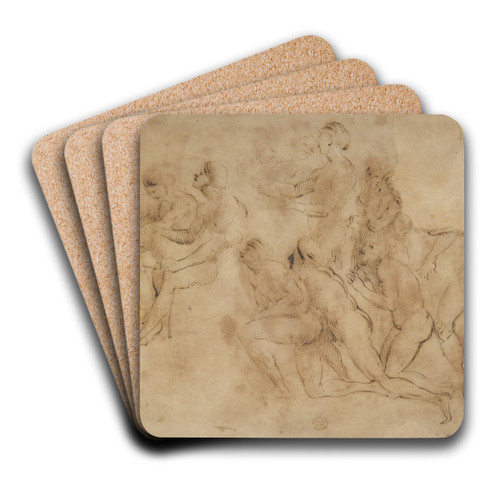 Figure studies (after Raphael's Disputa) by After Raphael Art Drink Coaster set
